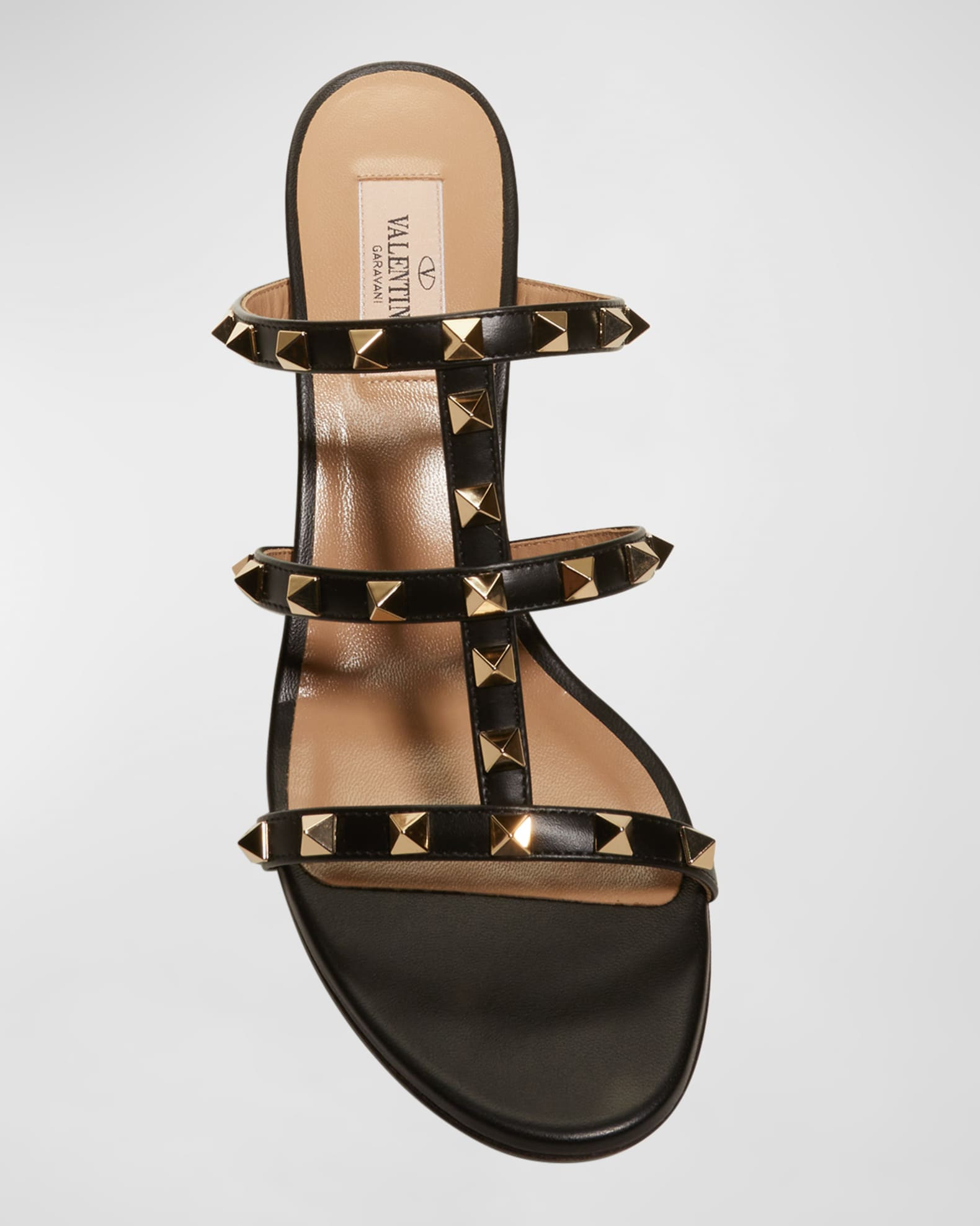 Valentino Garavani Rockstud Caged 60mm Slide Sandals | Neiman Marcus