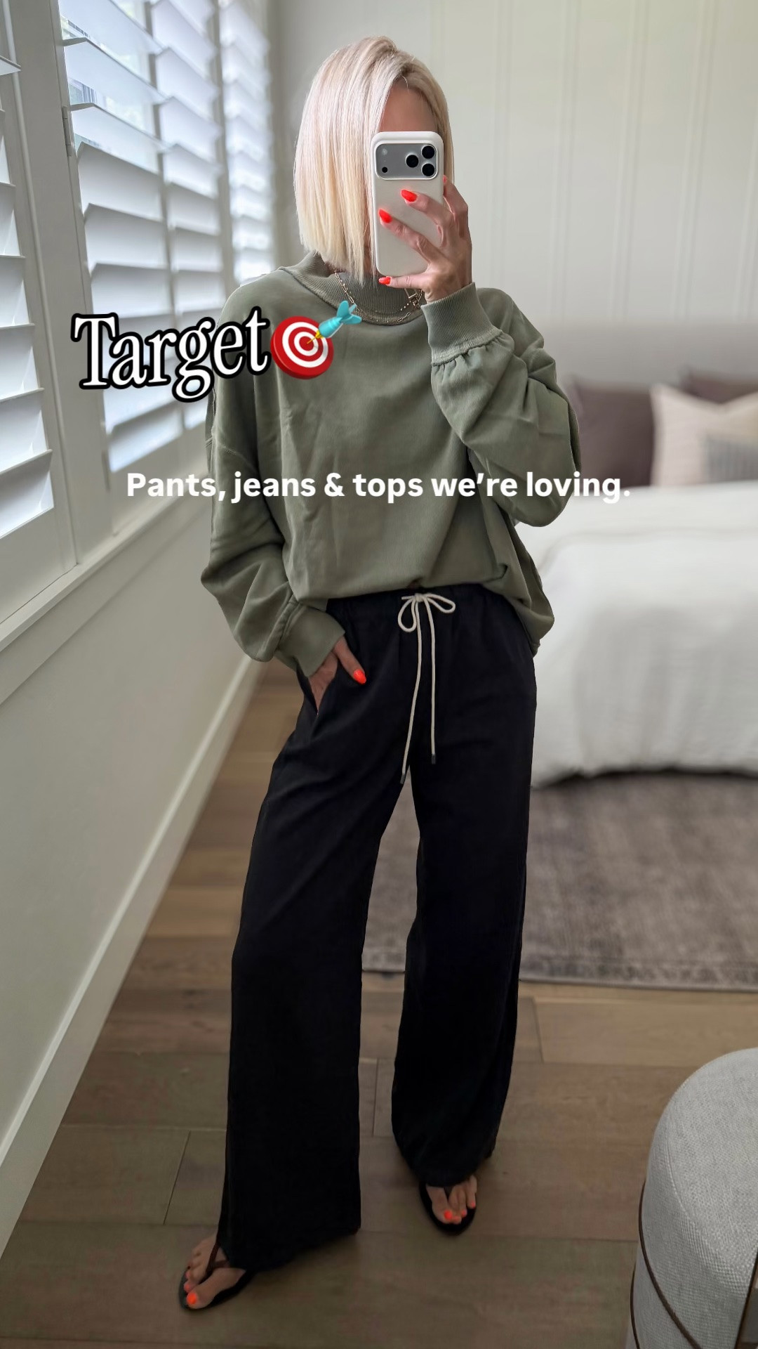 Target jeans, pants and tops you don’t what to miss!
I love the variety of styles — perfect for so many different occasions.
Sizing:👇
Blue & brown barrel jeans- I chose to size that for a looser fit. Wearing size 6.
Drawstring pants and black and light brown: size down they fit generously. Wearing size small
Camel pants are men’s- wearing size 30x 30 and needed to belt to keep them up.
Linen track pants, and green and burgundy- fit through to size. Wearing a medium.
I sized up in the short sleeve gray V-neck sweater to a large, wearing a men’s medium, and a striped red and white T-shirt(and cut to a shorter length✂️)

#LTKmomlife #LTKOver40 #LTKootd