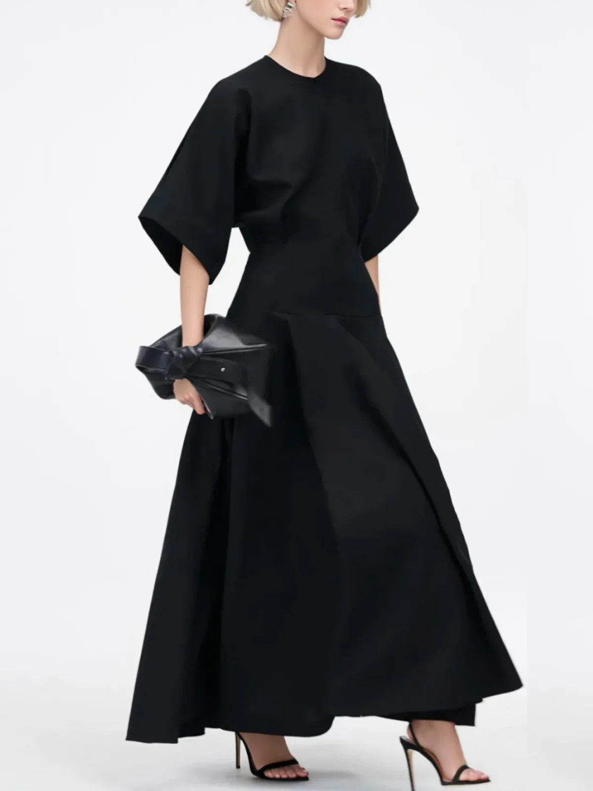 Elegant  Crew Neck Urban Regular Fit Plain Maxi Dress | Stylewe