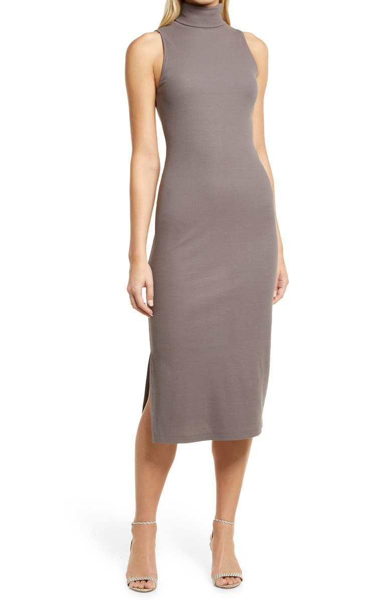 Rib Turtleneck Sleeveless Midi Dress | Nordstrom | Nordstrom