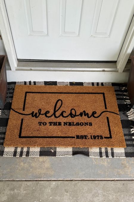 Personalized Front Door Mat : Layering rug is chic plaid in small 

#LTKHome