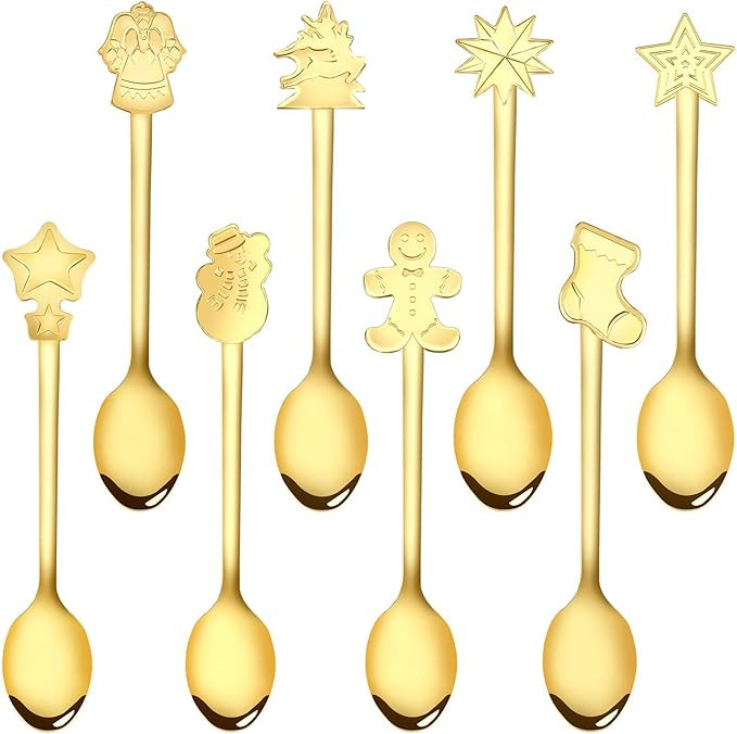 URATOT 8 Pieces Christmas Coffee Spoon Stainless Steel Mini Sugar Tea Dessert Mixing Spoons for X... | Amazon (US)