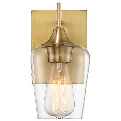 Octave 1-Light Wall Sconce in Warm Brass | Lamps Plus