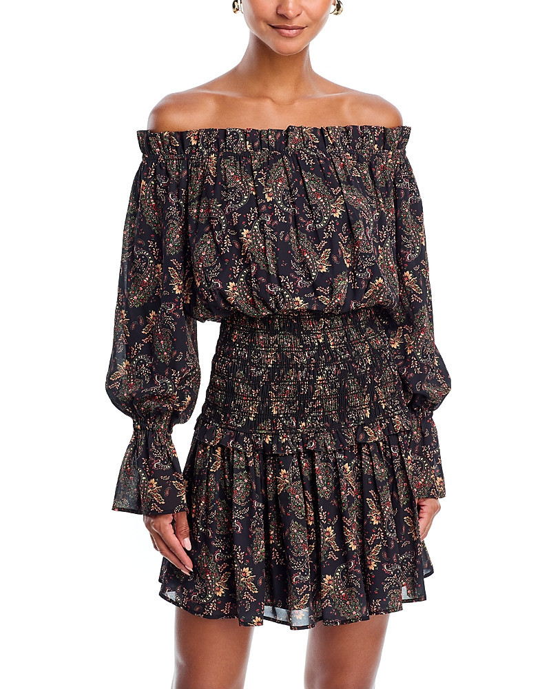 Aqua Off The Shoulder Smocked Mini Dress - Exclusive | Bloomingdale's (US)