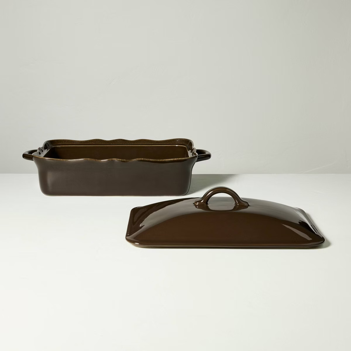 Ceramic Wavy Edge Baking Dish Brown - Hearth & Hand™ with Magnolia | Target