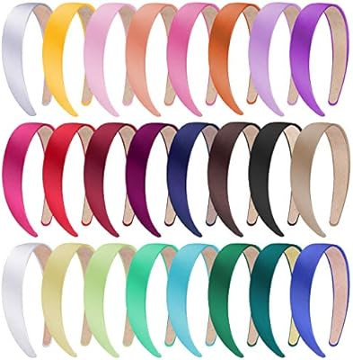 SIQUK 24 Pieces Satin Headbands 1 Inch Wide Headband Colorful Non-slip Headbands for Women and Gi... | Amazon (US)