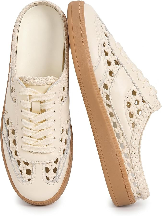 Mule Sneakers Women Woven Tennis Slide Mule Slip on Fashion Sneakerinas | Amazon (US)