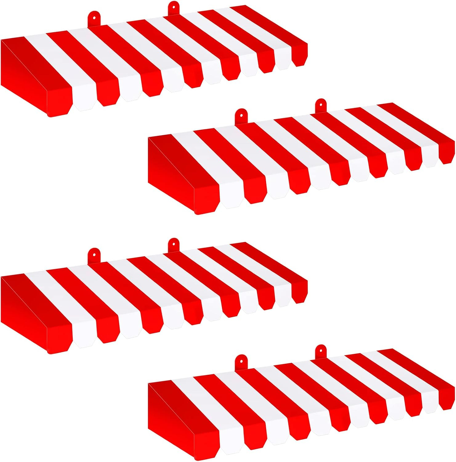 Boao 4 Pcs 3D Cardboard Awning Decor,Red and White,Striped Style | Amazon (US)