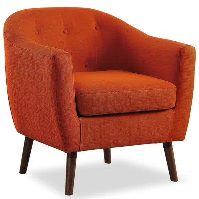 Orange Fabric Chair With Solid Wood And 31.03" Height Padding Textured Upholstered Base For Living Area | Wayfair North America