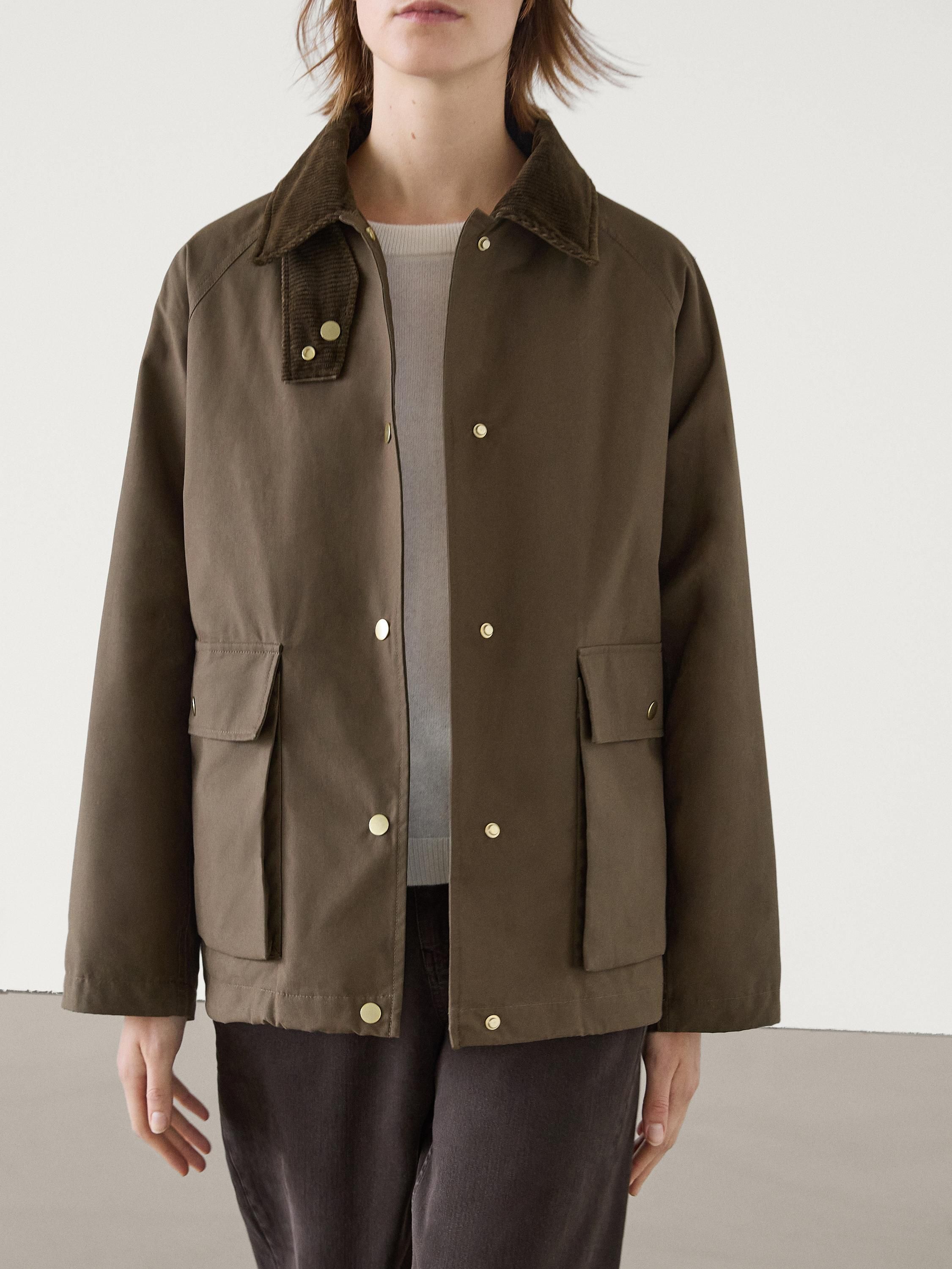 100% cotton waxed parka with snap buttons | Massimo Dutti (US)