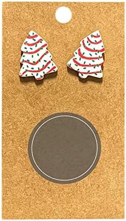 Cute Christmas Tree Cakes Stud Earrings,Christmas Tree Stud Earrings Gift with Card,Colorful Acrylic | Amazon (US)