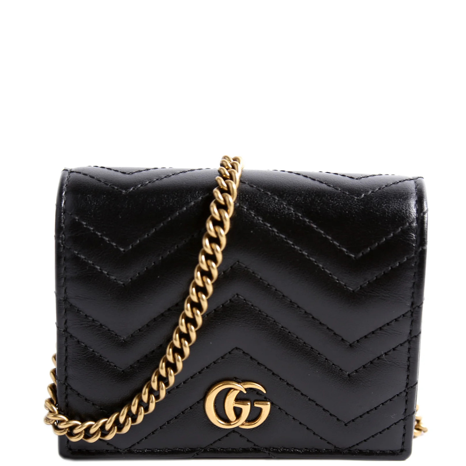 625693 Marmont Card Case With Chain Black | Keeks Designer Handbags