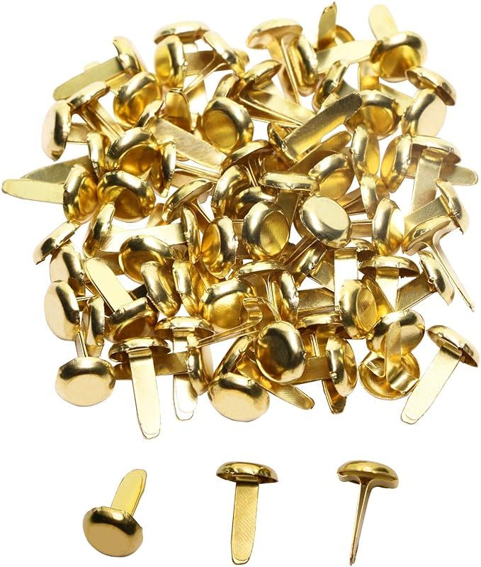 Penta Angel Mini Brads 100Pcs Gold Paper Fasteners Round Brass Metal Pastel Brads for Scrapbookin... | Amazon (US)