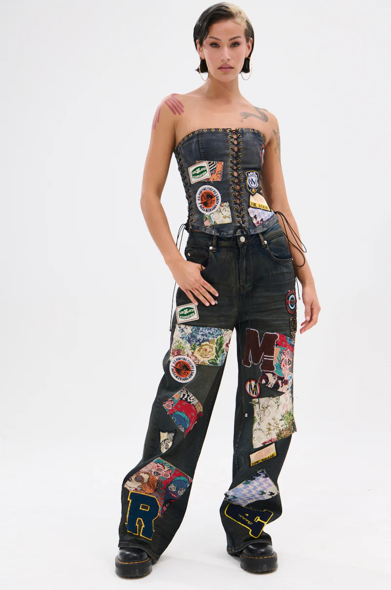 ARTS AND CRAFTS PATCH WORK DENIM PANTS | AKIRA