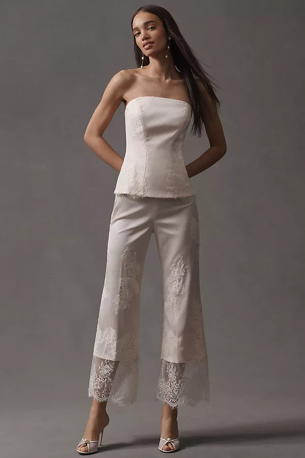 BHLDN Lace Ankle Flare Pants | Anthropologie (US)