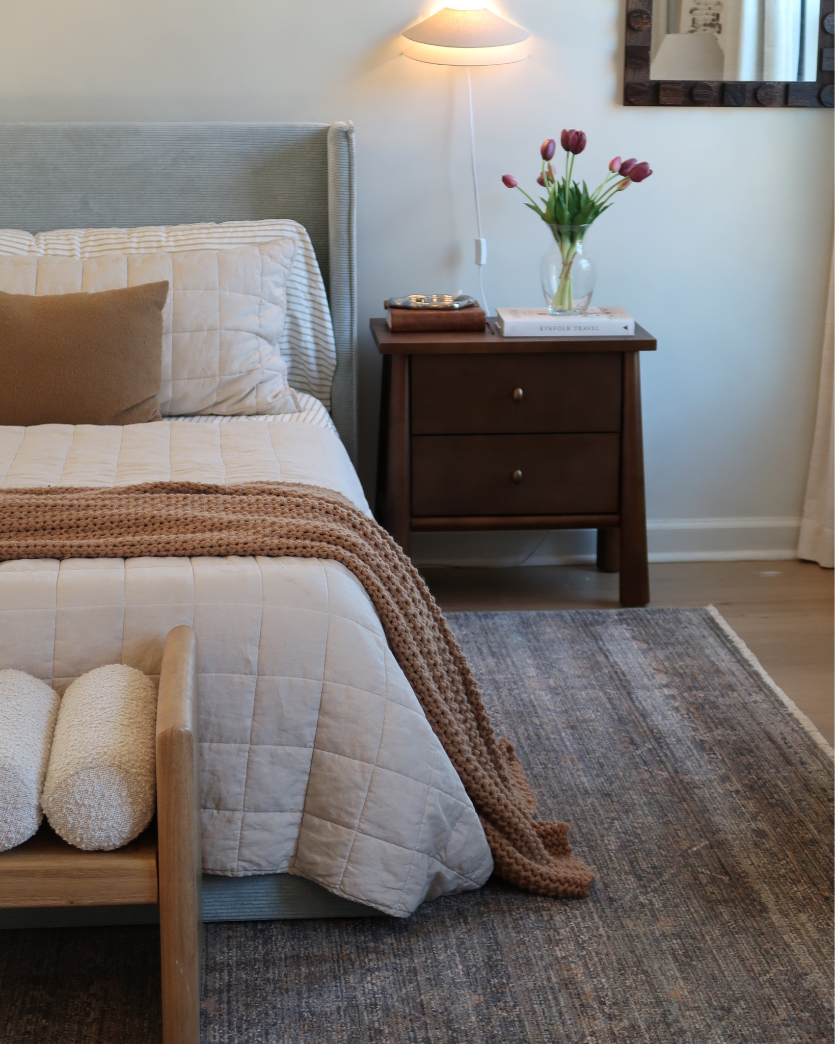 Organic modern bedroom with a pop of blue!
