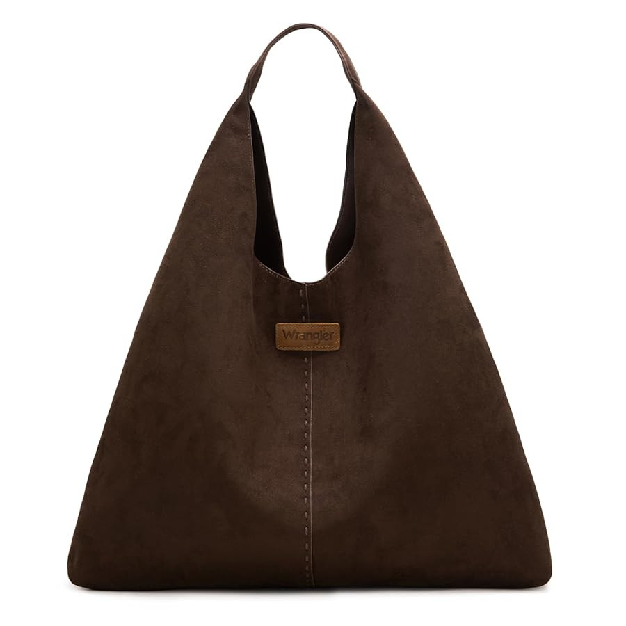 Wrangler Suede Hobo Bag for Women Large Shoulder Purse Slouchy Casual Handbag Fall Purse | Amazon (US)