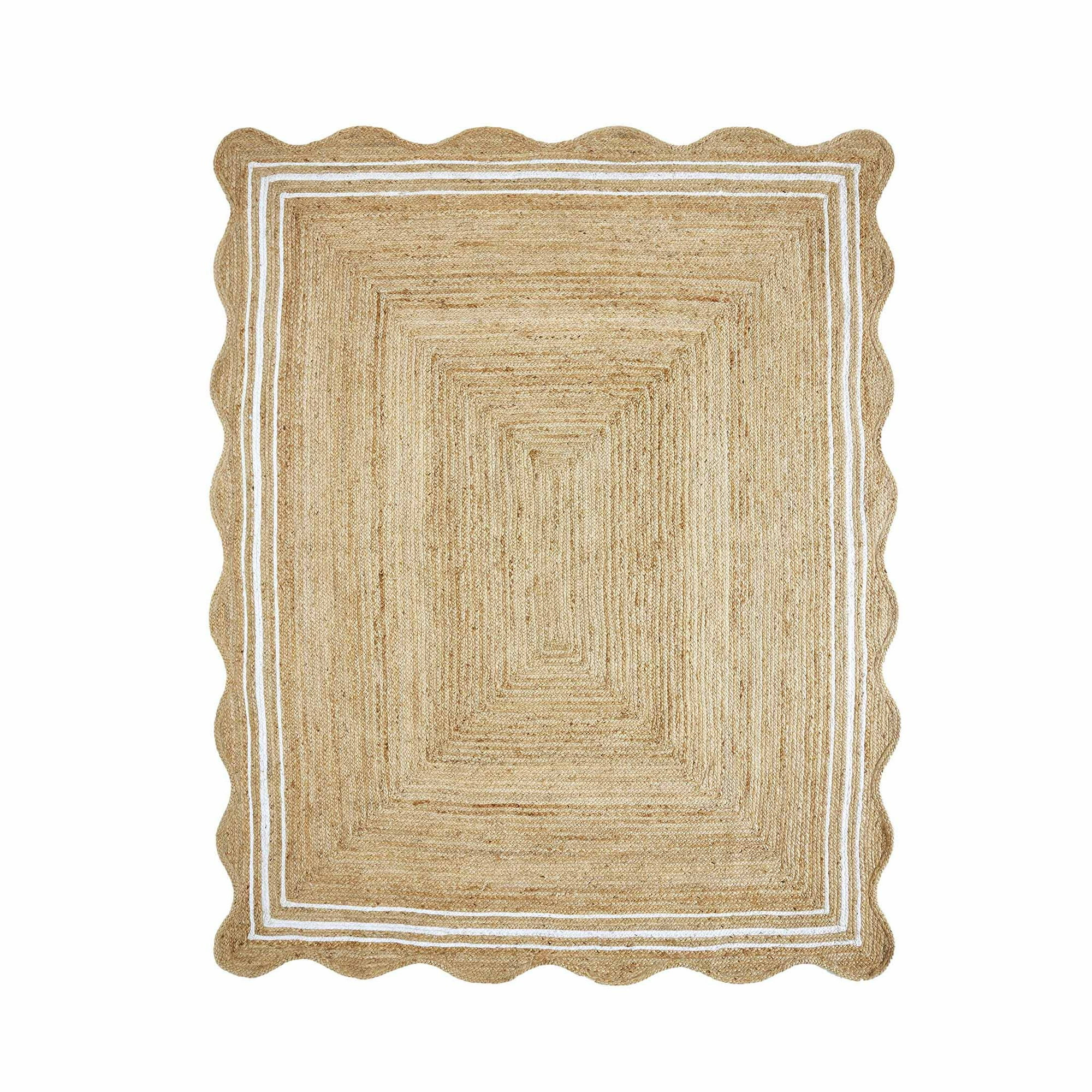 My Texas House Natural/White Scallop Jute with Border Area Rug, 8' x 10' | Walmart (US)