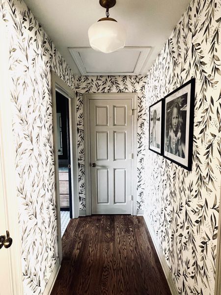 The hallway wallpaper-Olive Branch in Charcoal from Magnolia Home

#LTKhome