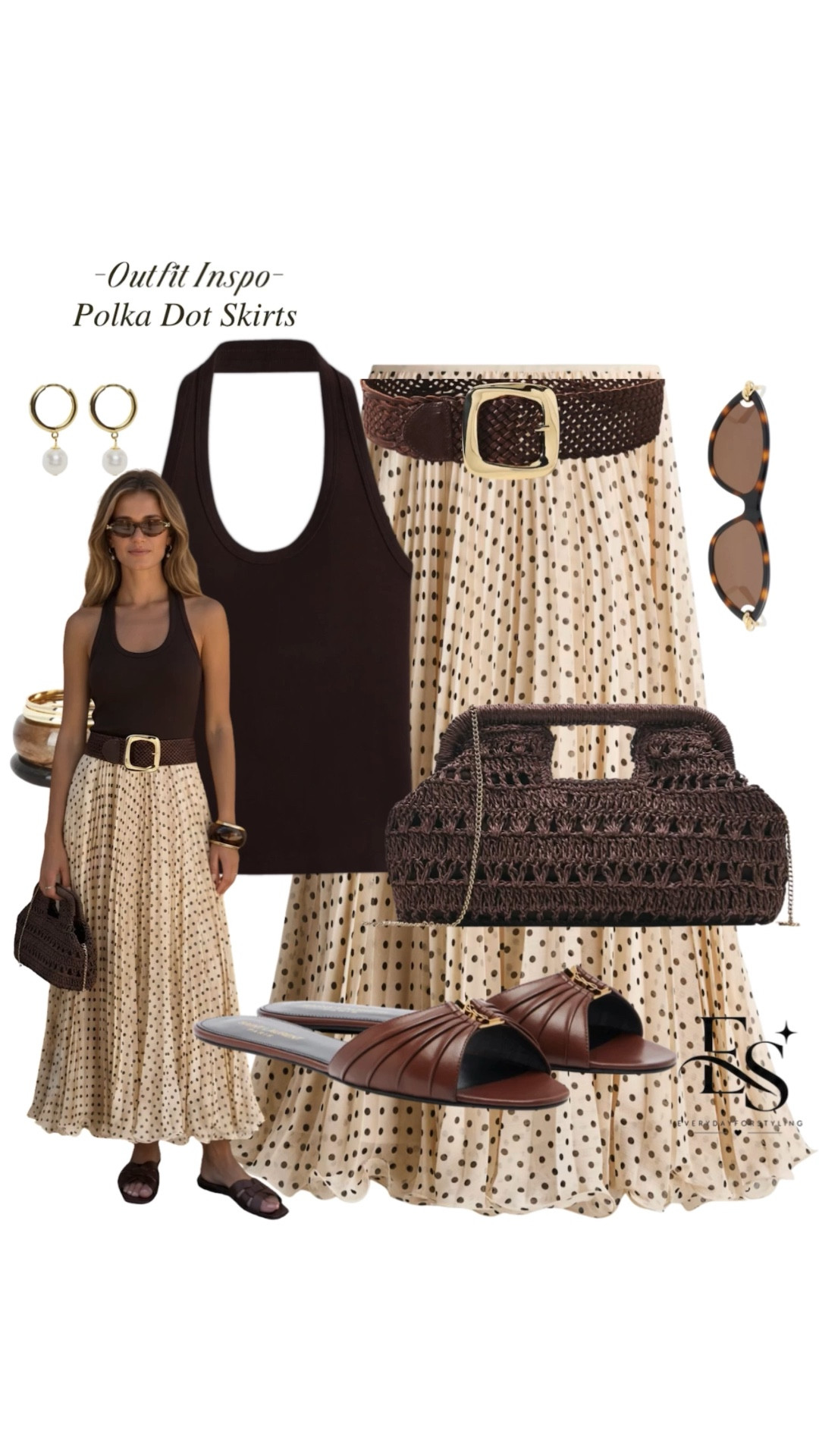 Polka dots never go out of style—but this chocolate brown and cream pairing feels especially chic for summer. The structured belt, woven bag, and rich neutral tones create that effortless luxury look that always looks expensive without trying too hard. 

Save this outfit for your next vacation, brunch date, or warm-weather city stroll 🤎

old money summer style, chocolate brown outfit, elegant summer outfit, european summer fashion, luxury casual style, classy outfit ideas, elevated basics, chic summer wardrobe, neutral outfit inspiration, timeless fashion style, feminine summer look, effortless luxury outfit, woven bag styling, sophisticated casual wear, capsule wardrobe inspiration, rich girl aesthetic, polished summer dressing, expensive looking outfits, vacation outfit inspiration, modern elegant fashion

#LTKSeasonal #LTKTravel #LTKootd