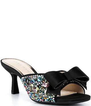 Bridget Three Multi Jewel Embellished Bow Slide Sandals | Dillard's