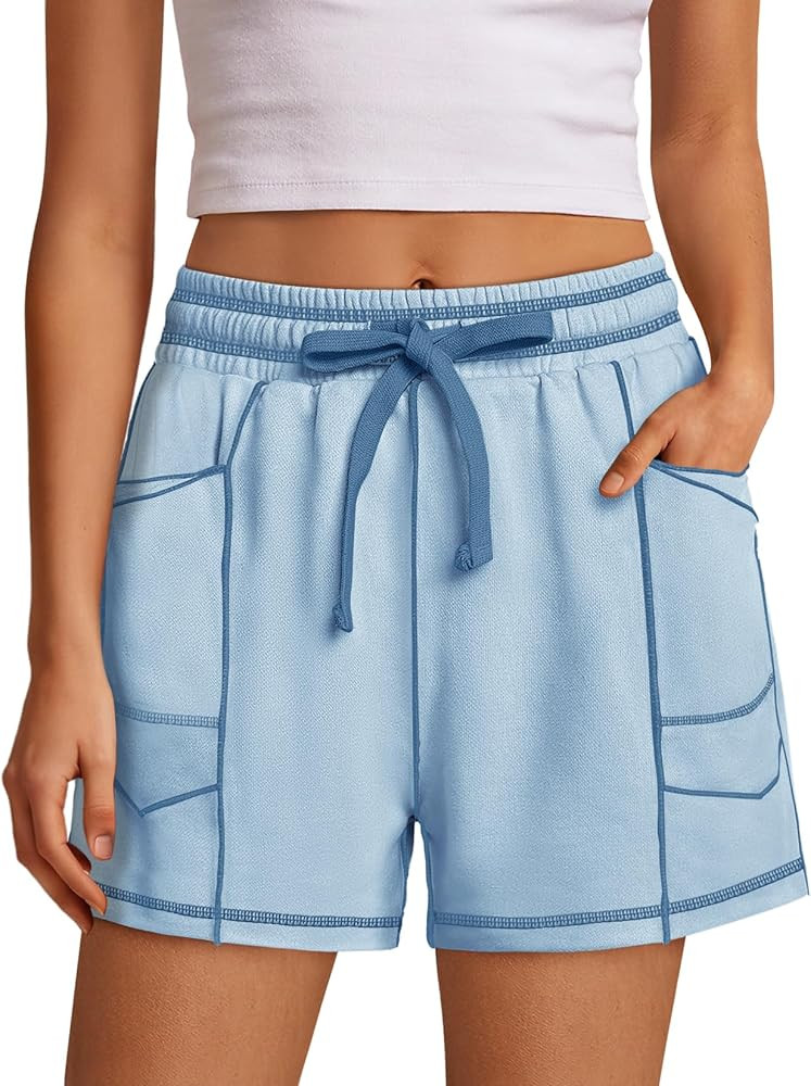 Yanekop Womens Sweat Shorts High Waisted Wide Leg Baggy Casual Lounge Shorts 3" Comfy Short Sweat... | Amazon (US)