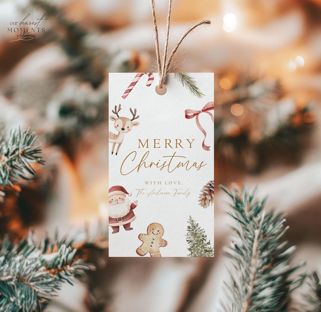 Editable Christmas Gift Tag Printable Printable Christmas Present Label Holiday Party Favor Tag I... | Etsy (US)