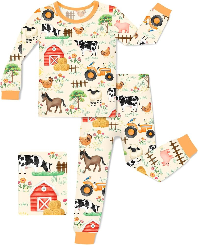 Bamboo Viscose Toddler Pajamas Boys Girls Baby 12M-8Y Pjs Sets Kids 2pcs Long-Sleeve Snug fit Sle... | Amazon (US)