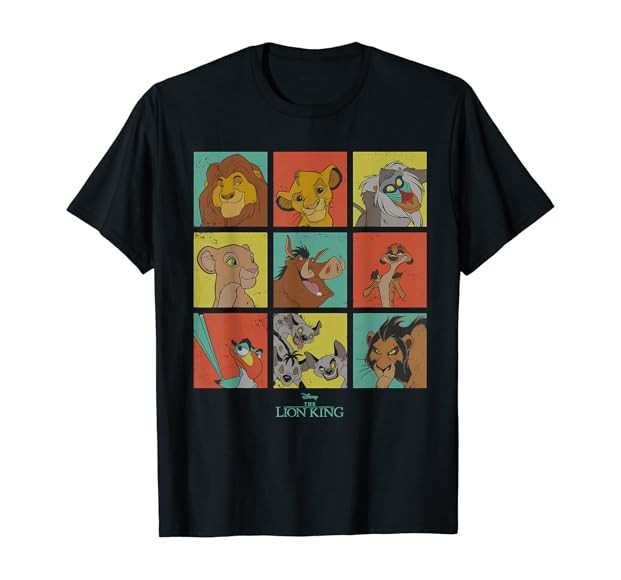 Disney The Lion King Characters 90s Grid T-Shirt | Amazon (US)