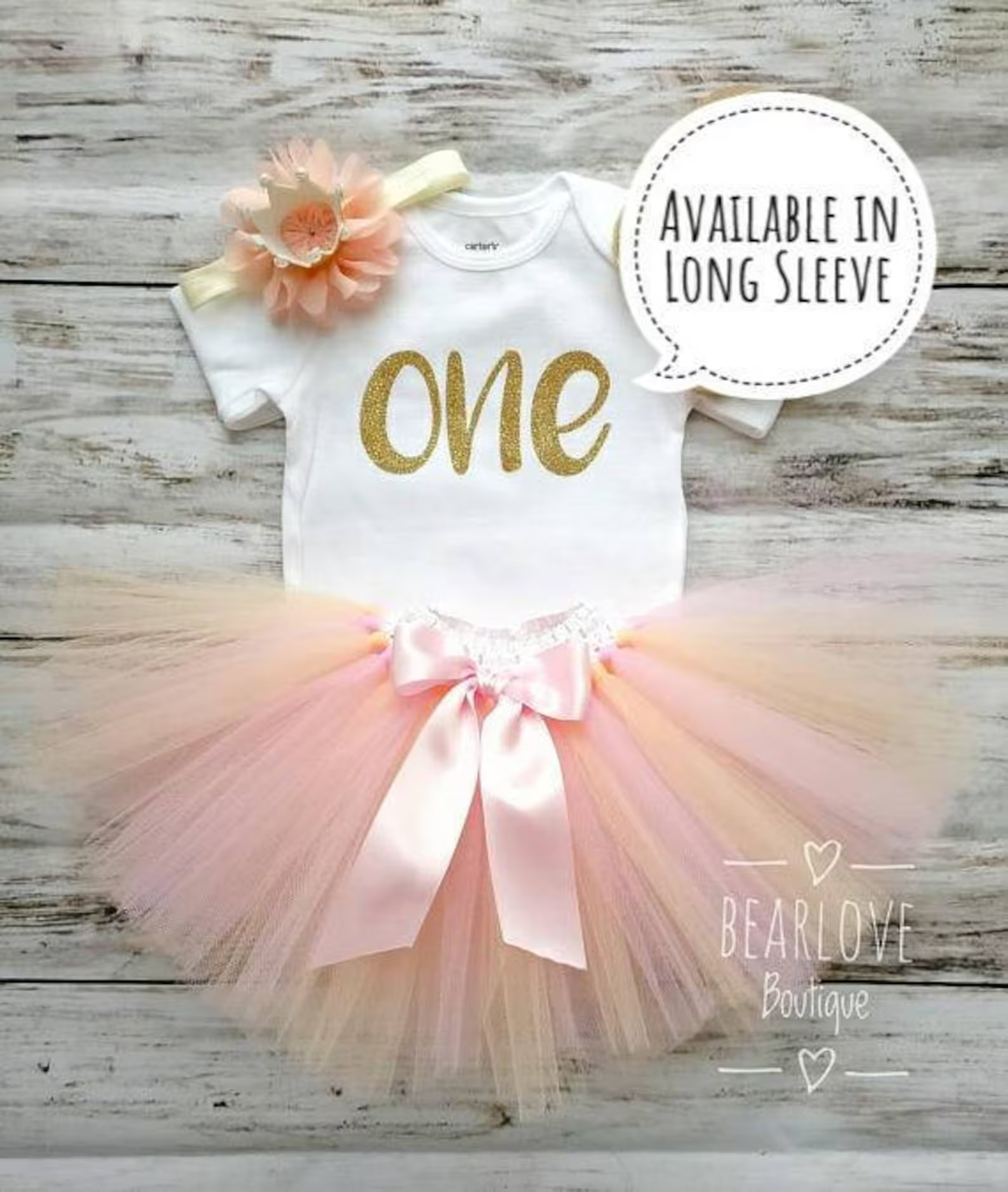 First Birthday Outfit Girl  Peach Tutu  Pink and Gold | Etsy | Etsy (US)