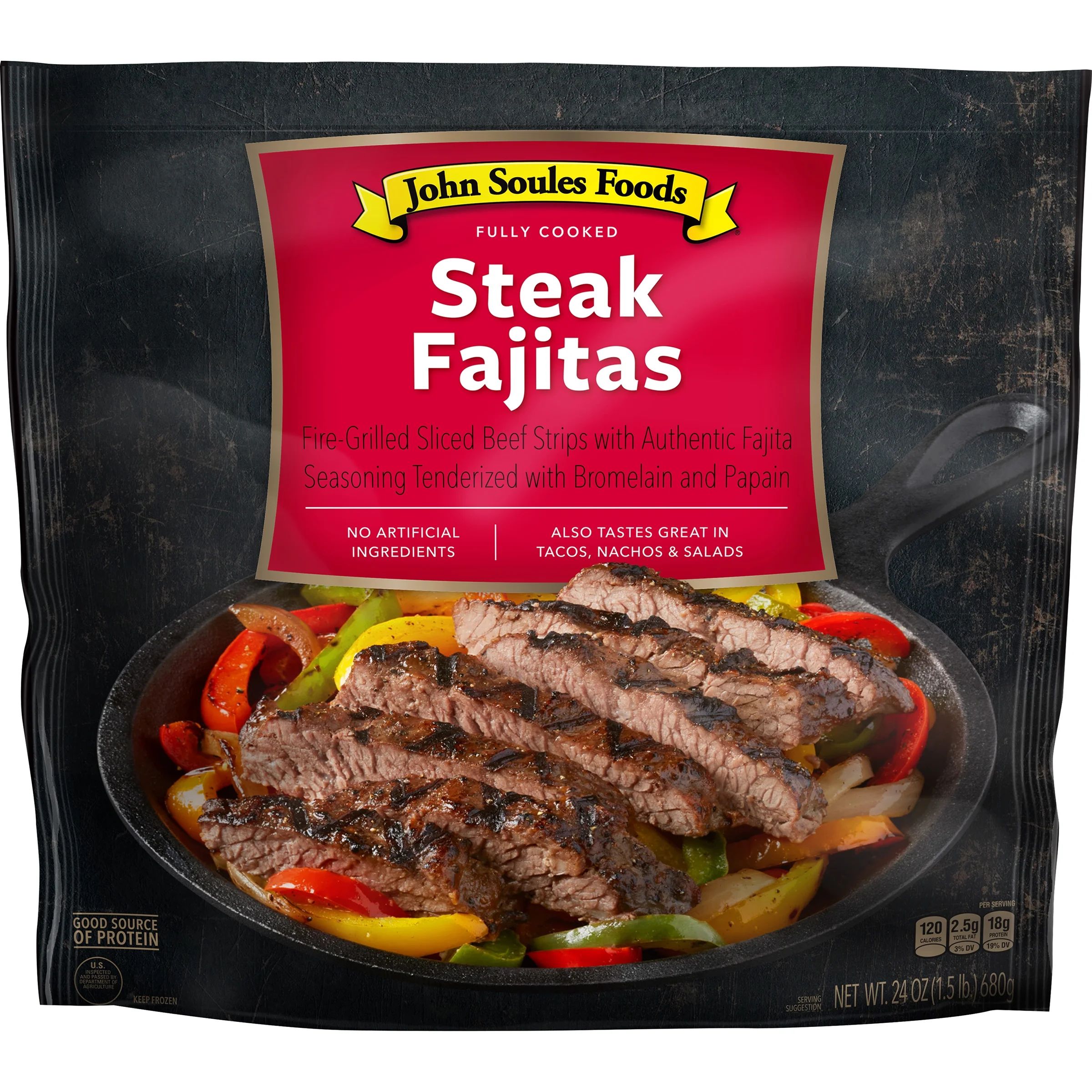 John Soules Foods, Fully Cooked, All Natural Beef Steak Fajitas Strips Family Size 24oz, Frozen, ... | Walmart (US)