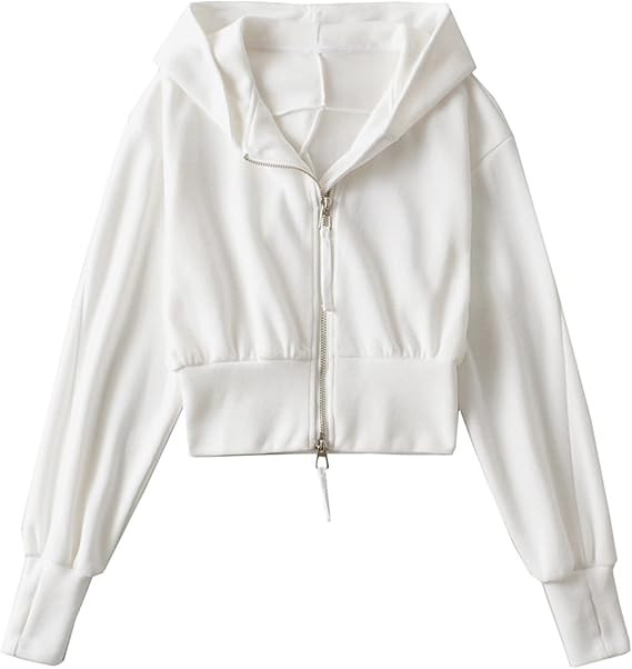 Rxozrxoz Women's Casual Cropped Hoodie Workout Long Sleeve Full Zip Athletic Sweatshirt Jacket | Amazon (US)