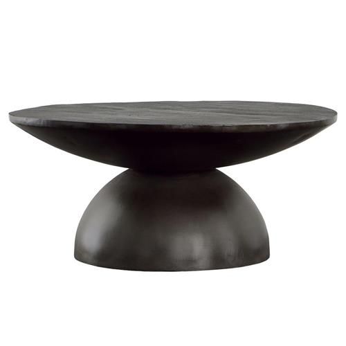 Carter Rustic Lodge Black Mango Wood Round Coffee Table - Large | Kathy Kuo Home