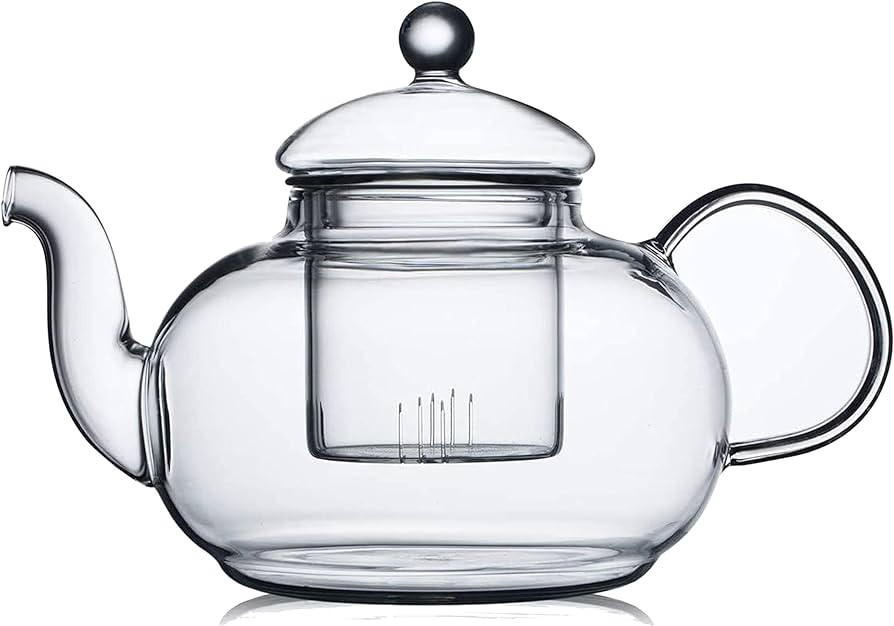 CNGLASS Glass Teapot Stovetop Safe,Clear Teapot with Removable Infuser 20.3 oz,Loose Leaf and Blo... | Amazon (US)