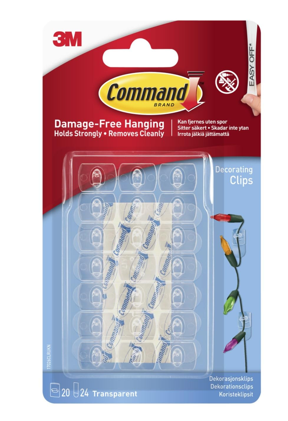 Command 17026CLR Decorating Clips, Pack of 20 Mini Hooks and 24 Small Adhesive Strips, Transparen... | Amazon (UK)