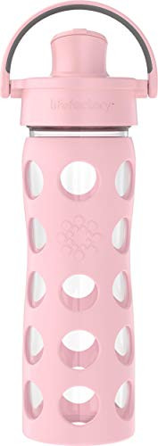Lifefactory 16-Ounce Glass Water Bottle with Active Flip Cap and Protective Silicone Sleeve, Desert Rose | Amazon (US)