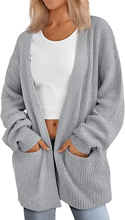 LILLUSORY Womens Oversized Cardigans Soft Knit Cardigan Sweater with Pockets | Amazon (US)