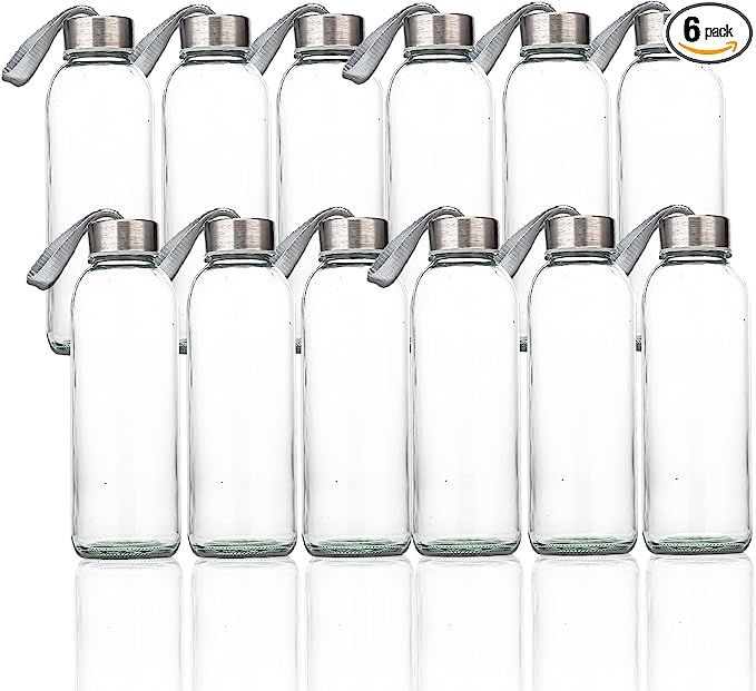 SureSave Glass Water Bottles with Stainless Steel Lids and Sleeves | 16 Oz Reusable Glass Bottles... | Amazon (US)