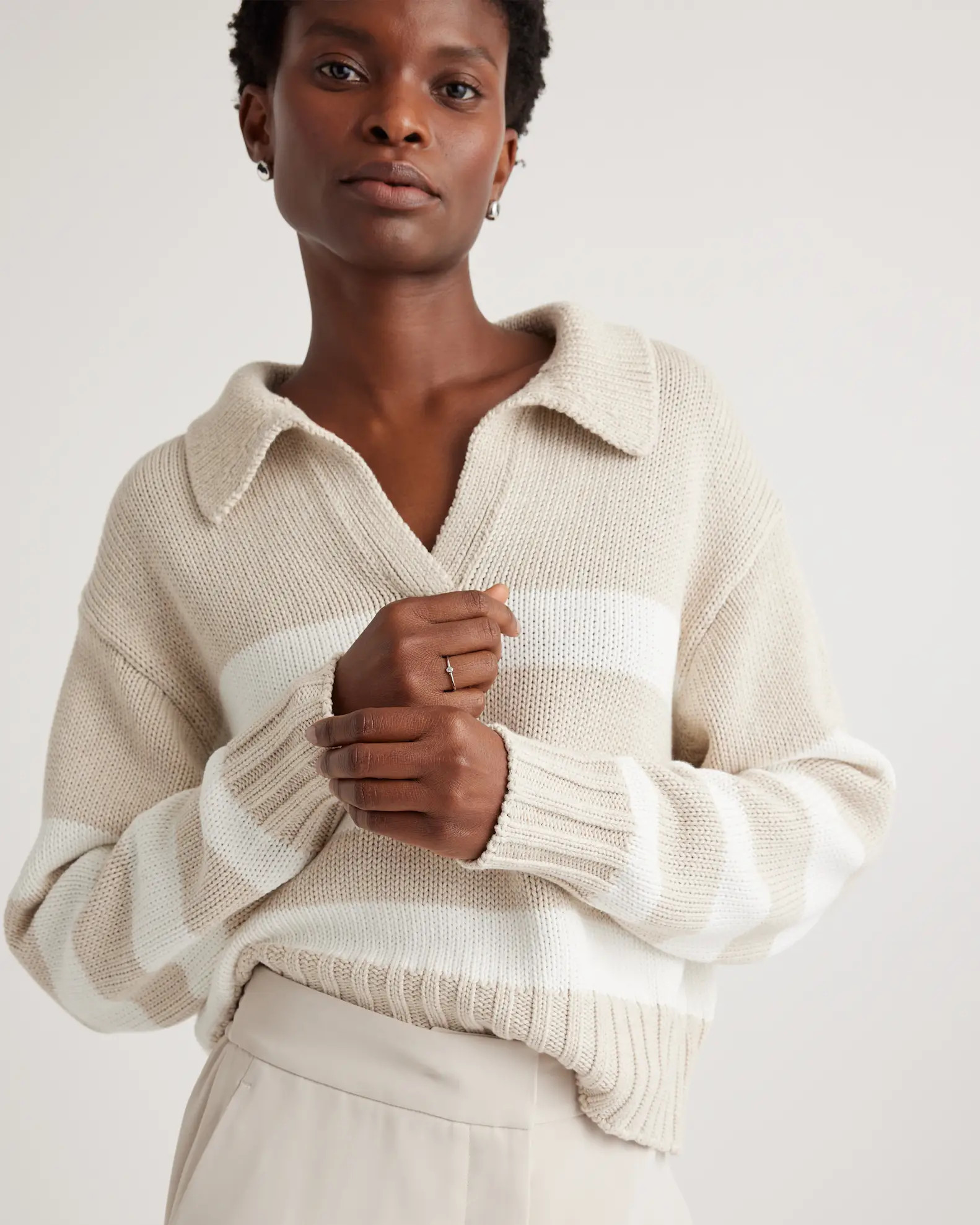 100% Organic Cropped Cotton Polo Sweater | Quince