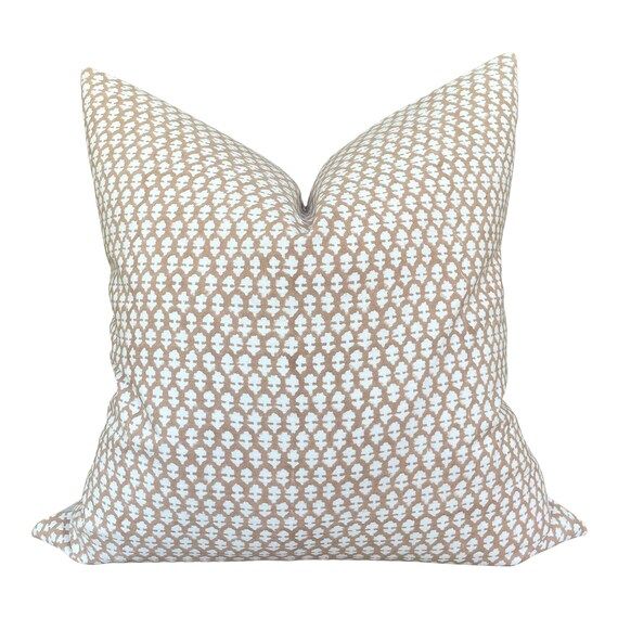 Designer Amera Pillow Cover in Tan Brown // Blush Floral Pillow Cover // Boutique Pillow Covers /... | Etsy (US)