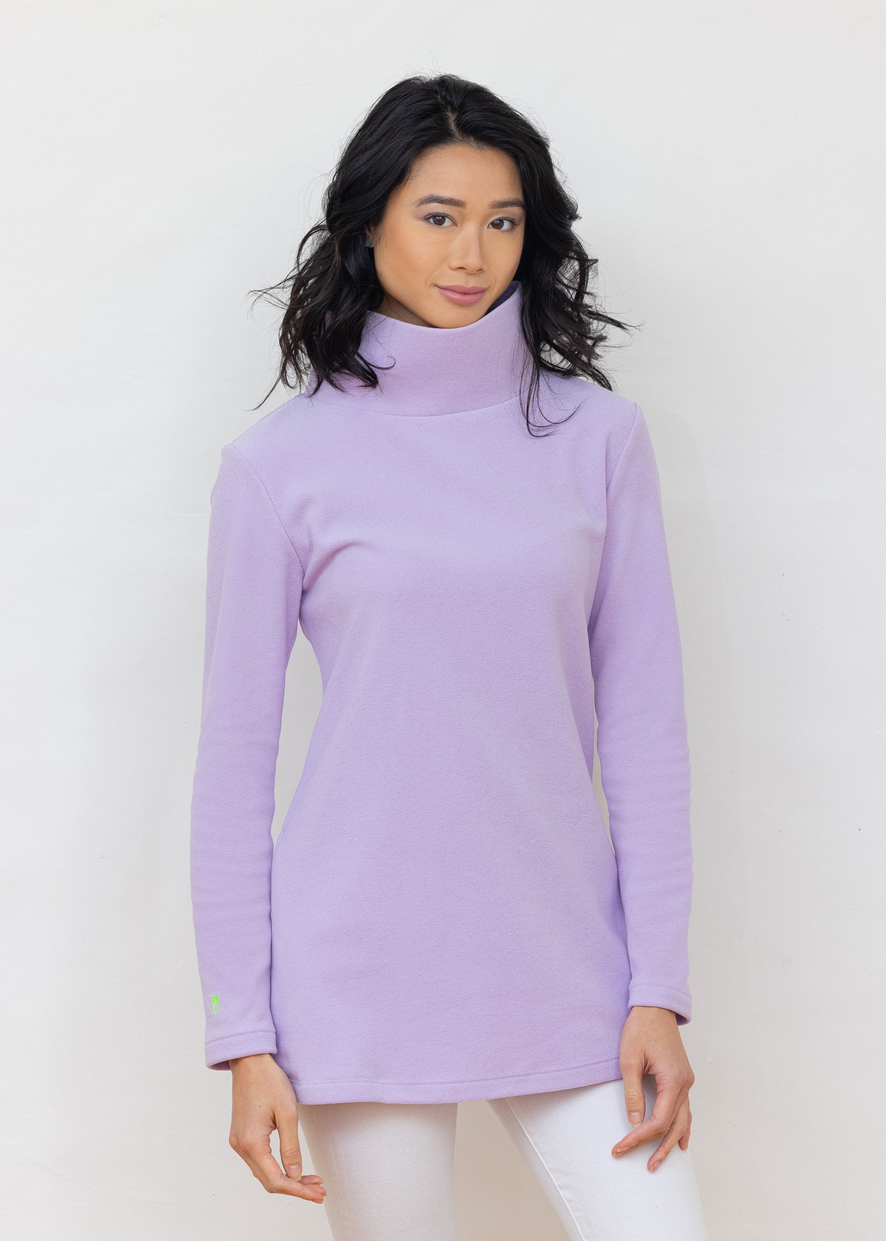 Cobble Hill Turtleneck in Terry Fleece (Lavender) | Dudley Stephens