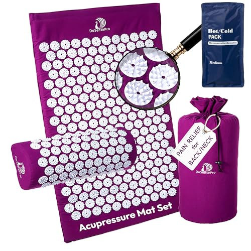 DoSensePro Acupressure Mat & Pillow Set, 4-in-1, 29", Hot/Cold Pack, Purple | Amazon (US)