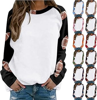 Game Day Sweatshirt for Women 2024 Fall Fashion Football Graphic Print Shirts Long Sleeve Pullove... | Amazon (US)