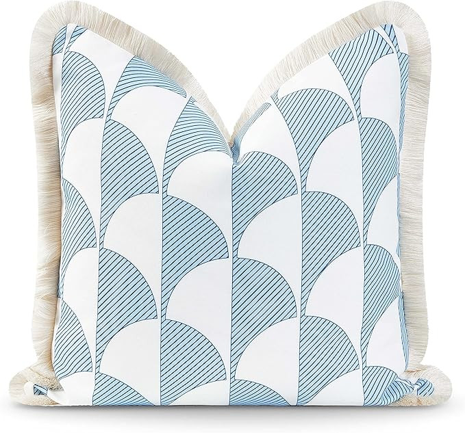 Hofdeco Premium Coastal Hampton Style Patio Indoor Outdoor Pillow Cover Only, 20"x20" Water Resis... | Amazon (US)