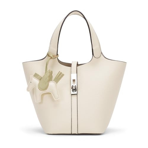 Tote Bag for Women Top Handle Handbag Satchel Bag for Women Vegan Leather Lock Design Bucket Purse for Work Evening | Amazon (US)