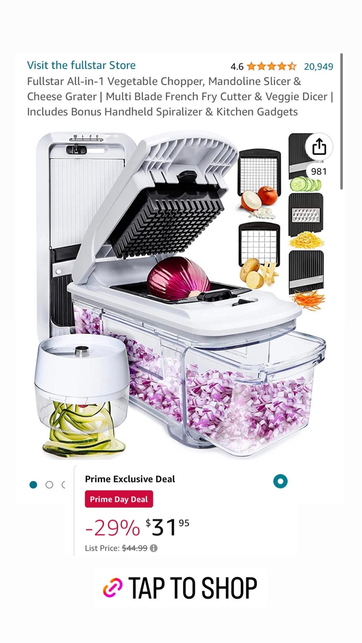 Amazon prime day deal: top rated vegetable chopper all in one 

#LTKhome #LTKunder50 #LTKxPrimeDay
