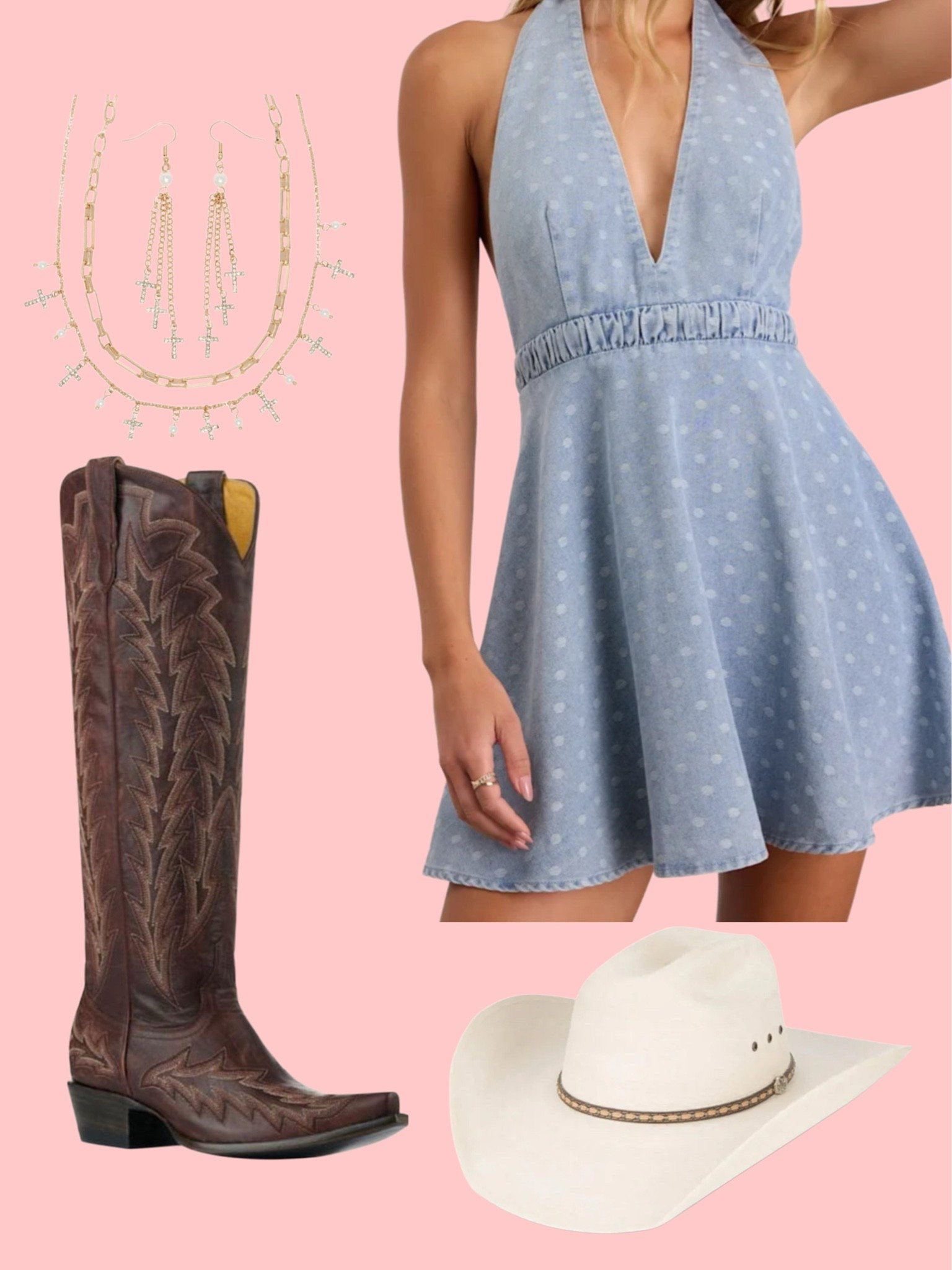 Simple denim dress outfit inspo! Denim dresses are great western wear pieces! Love the dark brown boot

#LTKootd #LTKSeasonal #LTKSaleAlert