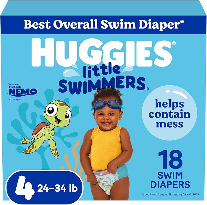 Huggies Little Swimmers Disposable Swimming Diapers, Size 4 (24-34 lbs), 18 Ct | Amazon (US)