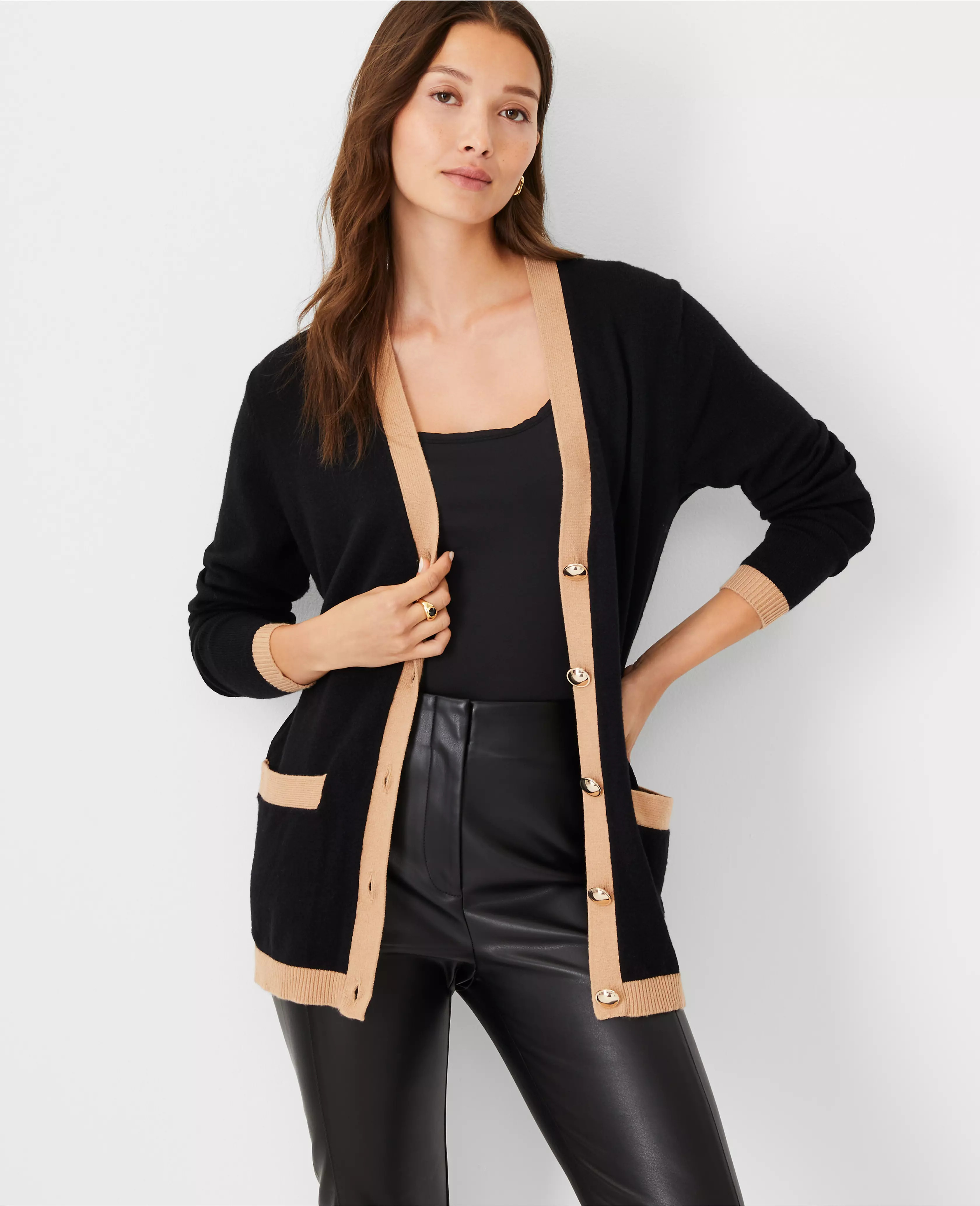 Tipped Boyfriend Cardigan | Ann Taylor (US)