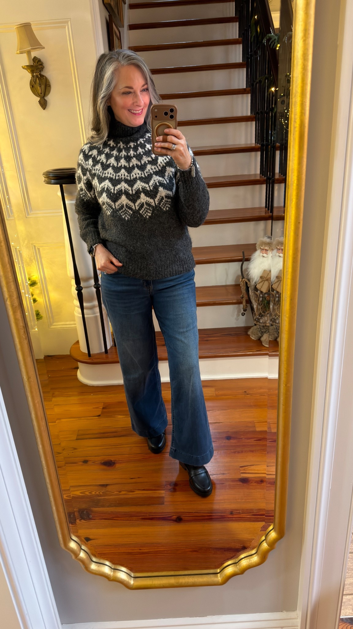 Chilly December day calls for a warm, turtleneck fair isle sweater. Perfect for the holidays. The Wit and Wisdom jeans have been a favorite for well over a year. I have the petite length. Life Stride loafers are comfy right out of the box and TTS. 

#LTKSaleAlert #LTKootd #LTKOver40